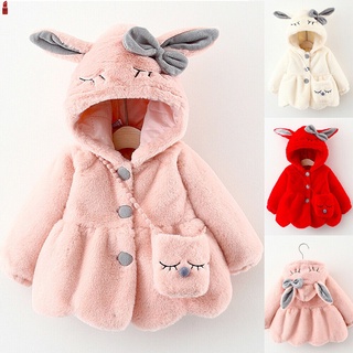 bebé bebé niño niños niñas lana conejo chaquetas con capucha abrigo outwear