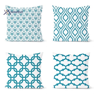 4 pzs funda de almohada azul geometría para el hogar sofá cuadrado funda de almohada decoración de coche 45x45 cm