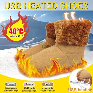 5V invierno USB calentador zapatos de pie de felpa caliente eléctrico zapatilla pies lavables al calor (1)