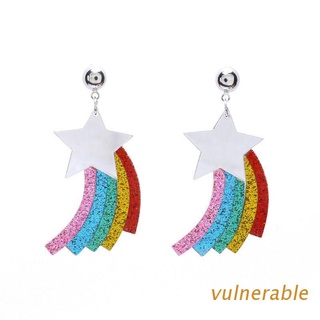 vuln acrílico arco iris estrella nube colorido relámpagos colgantes pendientes de tuerca mujeres moda joyería