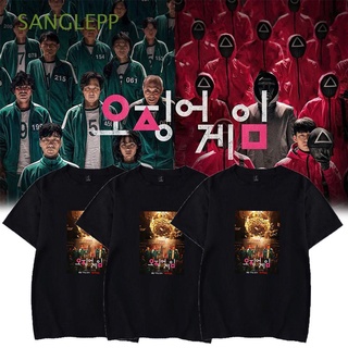 sanglepp camisetas camiseta de algodón suave negro calamar juego impresión 3d tops manga corta para hombres mujeres redondo seis/multicolor