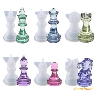 shan 6 piezas internacional de ajedrez de resina epoxi molde de piezas de ajedrez molde de silicona diy manualidades joyería decoraciones del hogar herramienta de fundición