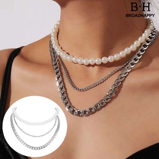 collar de cadena exagerada de perlas de imitación simple, collar de clavícula, accesorio de joyería (1)