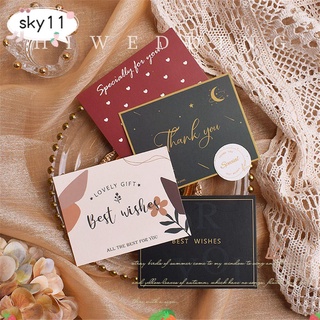 sky 100 pcs paquete insertos tarjeta de agradecimiento cliente compras feliz cumpleaños tarjeta de felicitación postal regalo mejores deseos año nuevo mensaje tarjetas suministros de fiesta feliz navidad