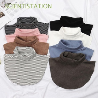 SCIENTISTATION Fashion Fake Collar Ribbed Solid Color Scarf Turtleneck Women Detachable Windproof Knitted Autumn Winter Warm