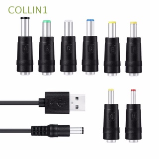 COLLIN1 High Quality USB To 5521 Universal DC Interchangeable Plug DC Charging Power Cord 8-in-1 Charging Cable/Multicolor