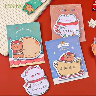 ESSINGER 30 Sheets Writing Paper Kawaii Sticky Notes Christmas Memo Pads Cute School Office Supplies Cartoon Bear Stationery Self Adhesive Notepad Paper