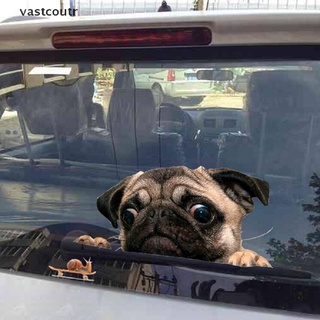 Vasr Funny 3D Pug Dogs Watch Snail Car Window Decal Cute Pet Puppy Laptop Sticker .