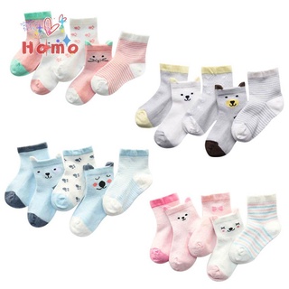 homoation 5 pares/lote de calcetines de punto para recién nacidos animales de dibujos animados calcetines de bebé niñas niños bebé caliente para niños rayas de algodón