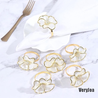 [VeryJoa] 6 piezas de moda servilleta anillo flores blancas servilleta anillo hotel hermosa servilleta hebilla