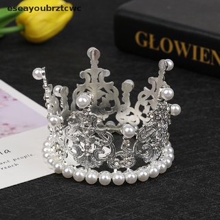 eseayoubrztcwc imitación perla cristal corona mini corona pelo joyería adorno fiesta pastel decoración co (2)