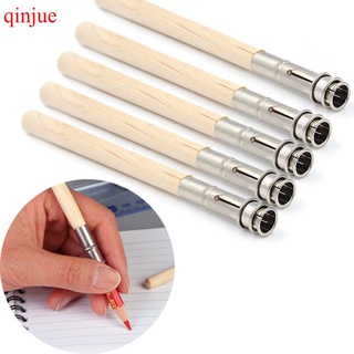 QINJUE 5Pcs extensor de lápiz ajustable de madera alargador titular de pintura herramienta de dibujo