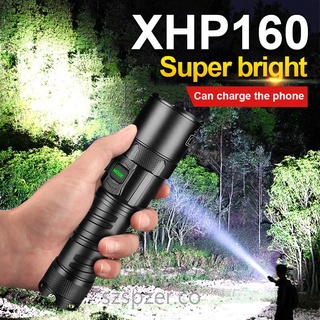 envío gota xhp160 usb táctica linterna led antorcha luz recargable potente linterna 18650 impermeable caza h