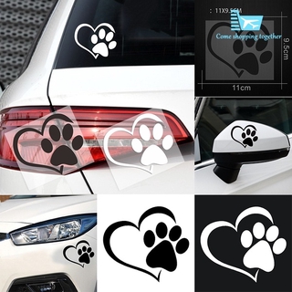Etiqueta engomada del coche lindo perro pata con melocotón corazón coche pegatina de dibujos animados Animal tomar perro gato amor mascota