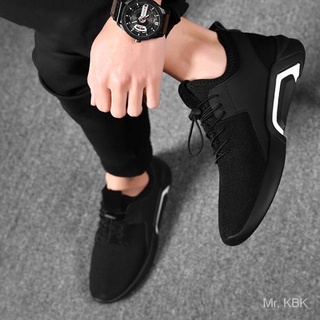 Nuevo otoño transpirable zapatillas de deporte de los hombres de estilo coreano de moda de estilo británico versátil de malla zapatos de superficie negro deportes Casual zapatos de una pieza (3)