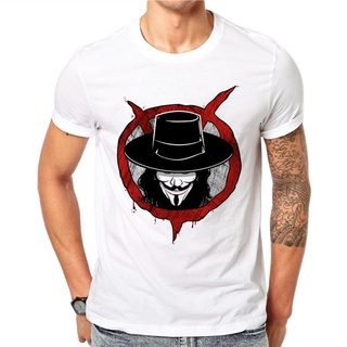 100 % V Para Vendetta Verano De Los Hombres Camiseta Película Hip Hop O-Cuello De Manga Corta Camisa Casual Moda Top Camisetas Fresco