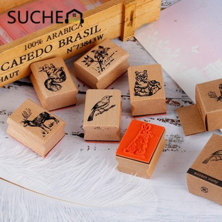 SUCHEN Arts DIY New Craft Scrapbooking sellos de goma de madera estampado de moda para letras diario manualidades sellos de animales