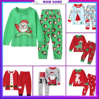 pijamas de navidad de los niños de manga larga santa claus ropa de hogar de dos piezas ropa de niños