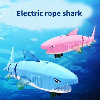 Linda cuerda De tiburón juguete De baño De tiburón cuerda eléctrica Realista con Música Luz Colorida simulación Automática Modelo De juguete