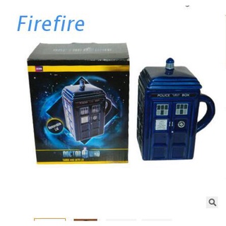 fir doctor who: tardis taza de cerámica con tapa removible copa de doctor who tardis (tamaño: 1) cyr