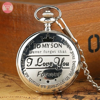 Reloj de bolsillo de cuarzo Numeral a mi hijo Love Roman pantalla redonda Vintage con caja de regalo (7)