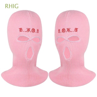 RHIG Embroidery Winter Autumn Hats Cycling Female Beanie Caps Knitted Beanies Warmer Bonnet Halloween protection High Quality balaclava Three hole hat