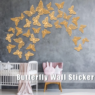 12 pegatinas de pared huecas 3D de mariposa para pared, arte de pared, extraíbles, decoración de boda, decoración de habitación de los niños