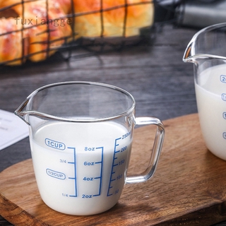 fuxiangge starefow qiaoliannaya borosilicato resistente al calor vidrio medidor taza de leche con escala horno de microondas taza medidora taza con tapa