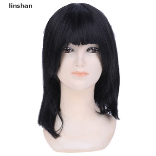 [linshan] Short Bob Wigs Black Wig for Women with Bangs Straight Synthetic Wig Natural [HOT]