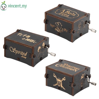 Vincent01 Vintage exquisita caja de música de manivela de madera manualidades para el hogar regalos para niños