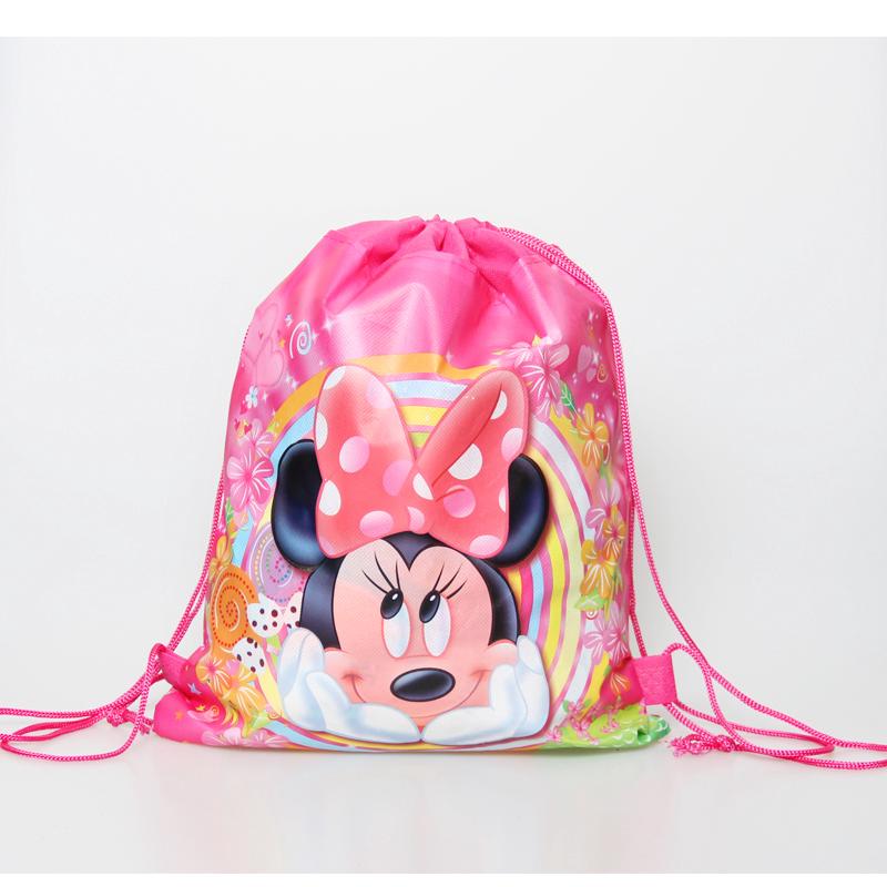 Mochila con tema de dibujos animados para bebé/escuela/mochila con cordón/Minnie Mickey Mouse/bolsa con cordón para fiesta de cumpleaños (6)