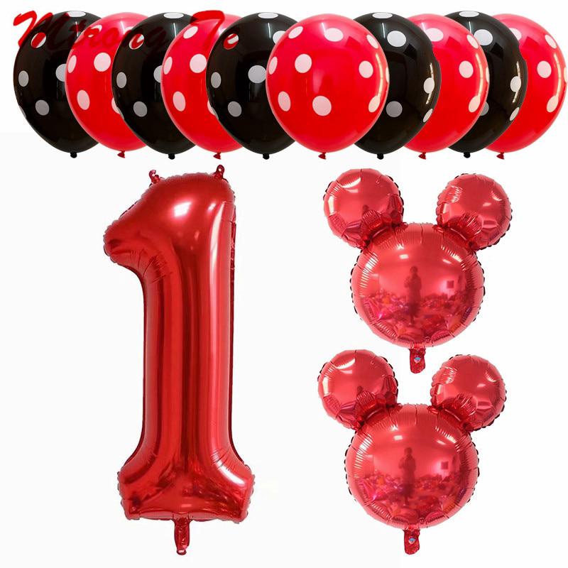 13 Pzs Globos De Látex De 30 " Con Números Para Fiesta De Cumpleaños Decoración De Mickey Minnie Head Suministros