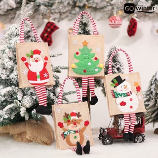 gowinter bolsa de regalo de navidad aplicación amplia tela adorable navidad vacaciones caramelo bolsa bolso decoración del hogar