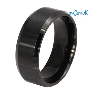 [sycamore] anillo de acero de titanio de 8 mm para hombres, joyería de compromiso, color negro