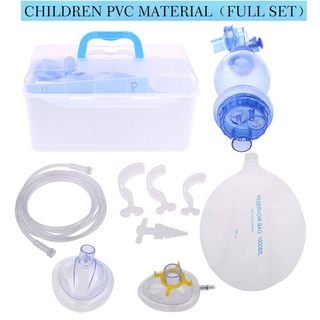 clcz adultos/niños/infantes resucitador manual pvc ambu bolsa de oxígeno tubo de primeros auxilios kit simple aparato de respiración herramienta (1)