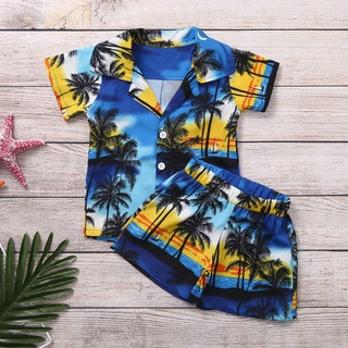 dialand _niño bebé niño manga corta hoja camiseta Tops+pantalones cortos fiesta de playa Casual traje