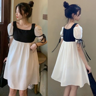 Versión coreana vestido de mujer lindo dulce pequeño fresco delgado exponer hombro Casual vestido
