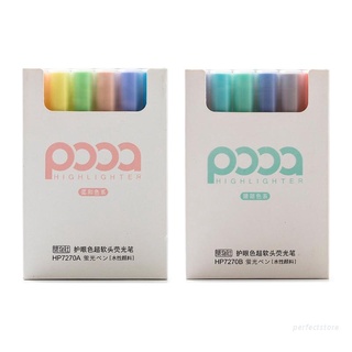 Perfect 6 colores estudiantes resaltadores marcadores bolígrafos punta oblicua no tóxico cómodo agarre colorido rotuladores para colorear niño