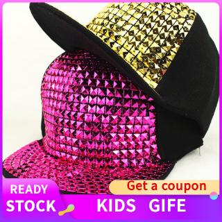 gorras de béisbol para niños/niñas/gorra de moda para niños remaches/gorra deportiva de personalidad brillante