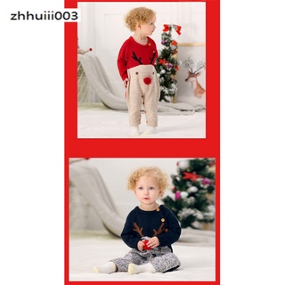 Zhihui bebé niño niña navidad serie mameluco de punto traje mono de navidad bebé suéter reno (9)