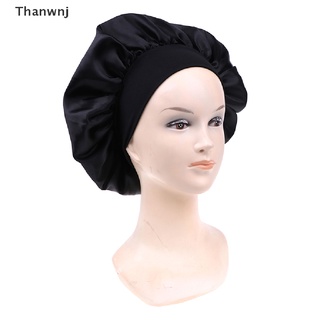 [Thanwnj] 58cm Solid Color Women Satin Bonnet Cap Night Sleep Hat Adjust Shower Caps DCX