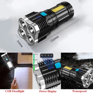 Multi-función recargable Led de largo alcance de luz al aire libre deslumbrante linterna 4 Super brillante de la lámpara de cuentas de alta potencia (3)