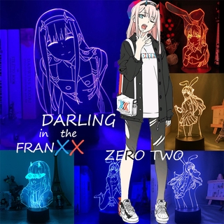 Lámpara 3d DARLING en el FRANXX Anime luces nocturnas Zero dos 7 colores USB LED iluminación escritorio luz remota