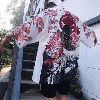Kimono Cardigan hombres Haori Yukata masculino Samurai disfraz ropa Kimono hombre Kimono camisa (2)