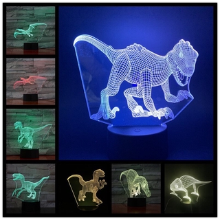 dinosaurio serie 3d led luz de noche velociraptor pterosauria ilusión lampara led iluminación lámpara de mesa para decoración del hogar regalo para niños (1)
