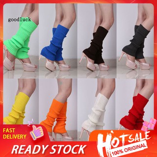 Qz mujeres Color sólido de punto calentadores de piernas invierno caliente bota cubierta de ganchillo calcetines largos
