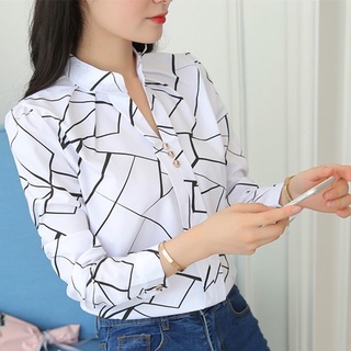 primavera y otoño nuevo estilo elegante todo-partido rayas camisa de manga larga impreso colorido raya blanca mujer jersey mujer (1)