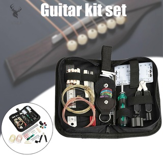 Y1zj guitarra eléctrica bajo cuidado herramientas de reparación conjunto Luthier configuración Kit de mantenimiento portátil con bolsa