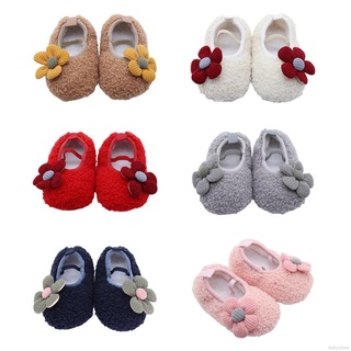 WALKER Babyshow bebé niñas primer andador bebé suela suave Slip-on flor peludo zapatos zapatillas cuna zapatos 0-18M