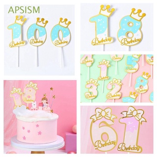 APSISM Bow Happy Birthday New Cake Decor Cake Toppers Baby Shower Party Glitter Paper Wedding Ornament DIY Cupcake Party Supplies Dessert Sticks/Multicolor